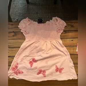 Pink Butterfly girls top Medium